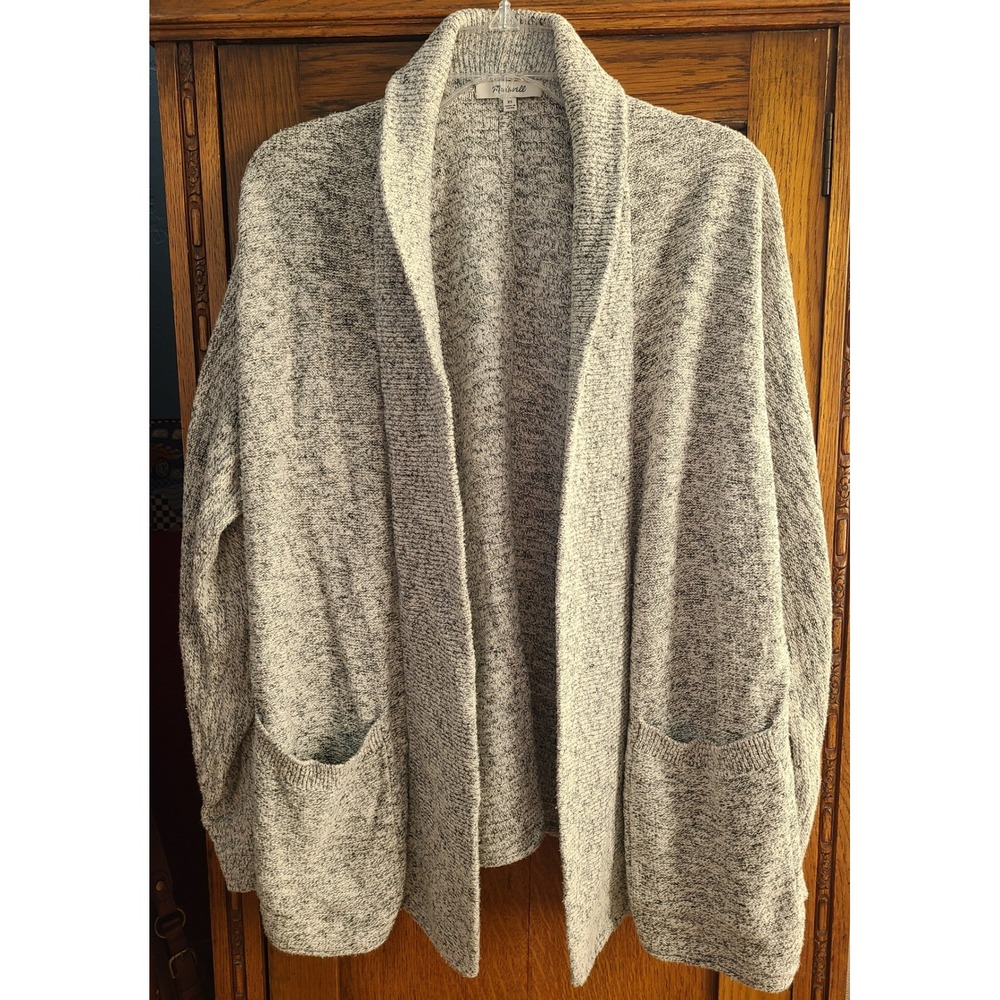 Madewell Womens XS Salt and Pepper Marled Cotton Linen Open Front Cardigan J2890